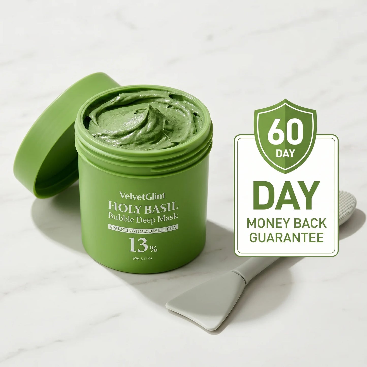 VelvetGlint™ Holy Basil Bubble Deep Mask