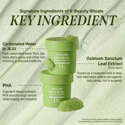 VelvetGlint™ Holy Basil Bubble Deep Mask